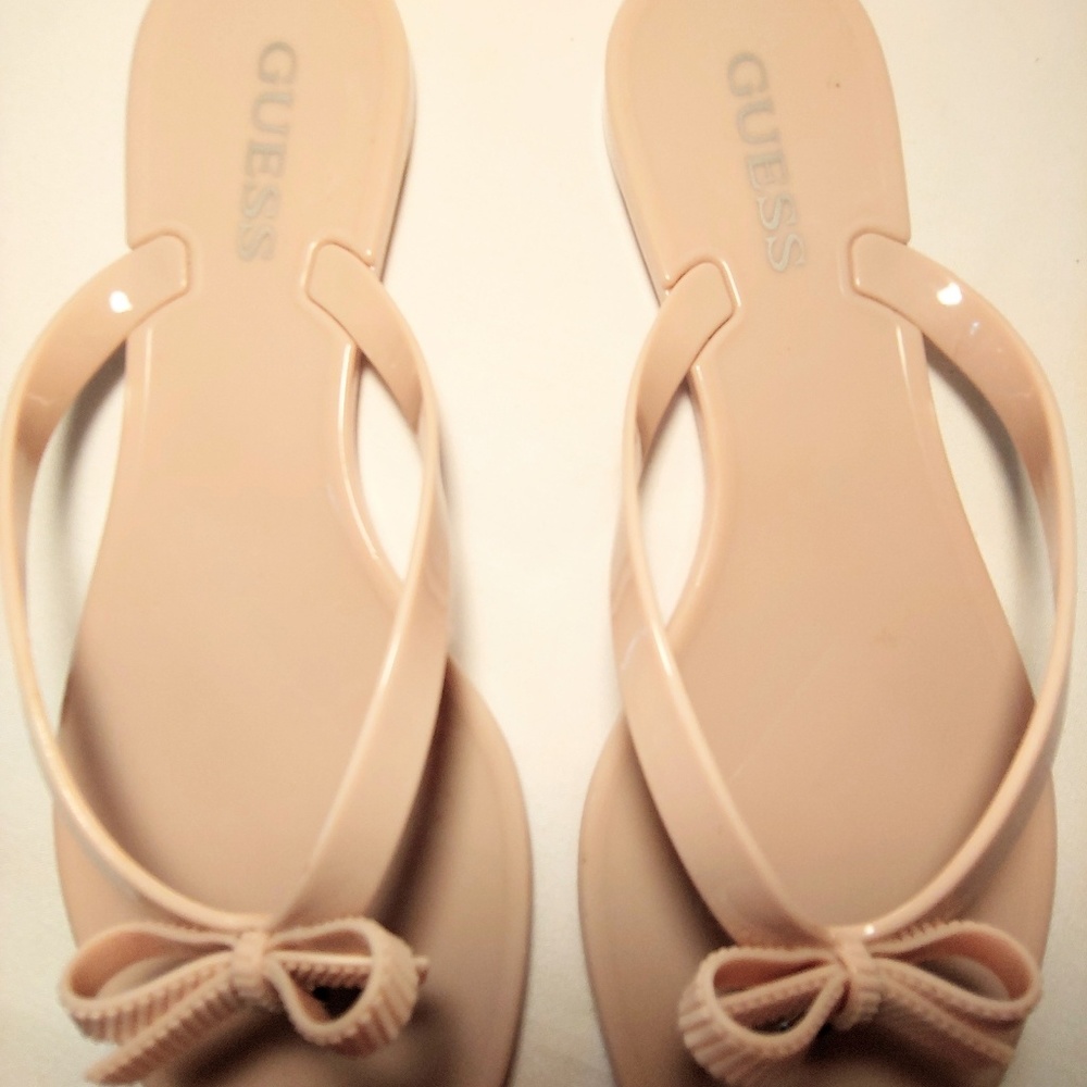Guess Tutu Flip Flops in Blush with Heart Charm